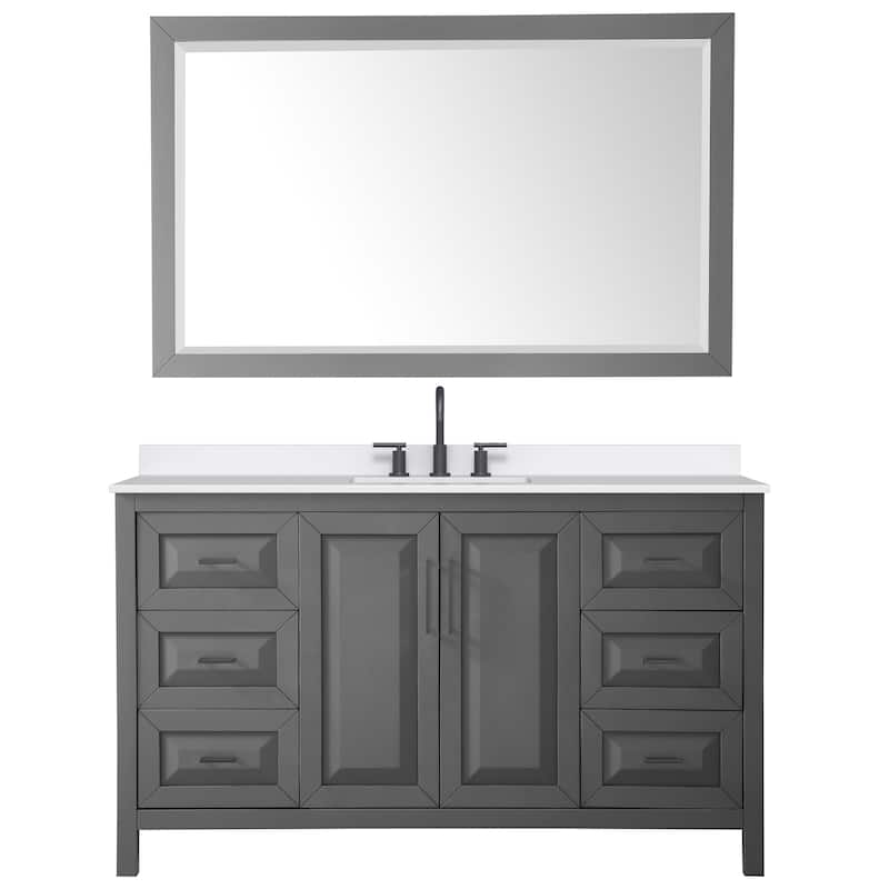 Daria 60-inch Single Vanity, 3 Hole Quartz Top, 58-inch Mirror