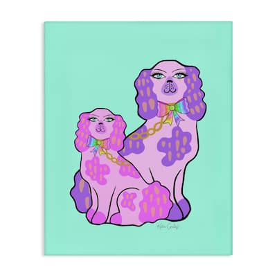 Stupell Funky Glam Dogs on Turquoise Canvas Wall Art Design By Katie Conley