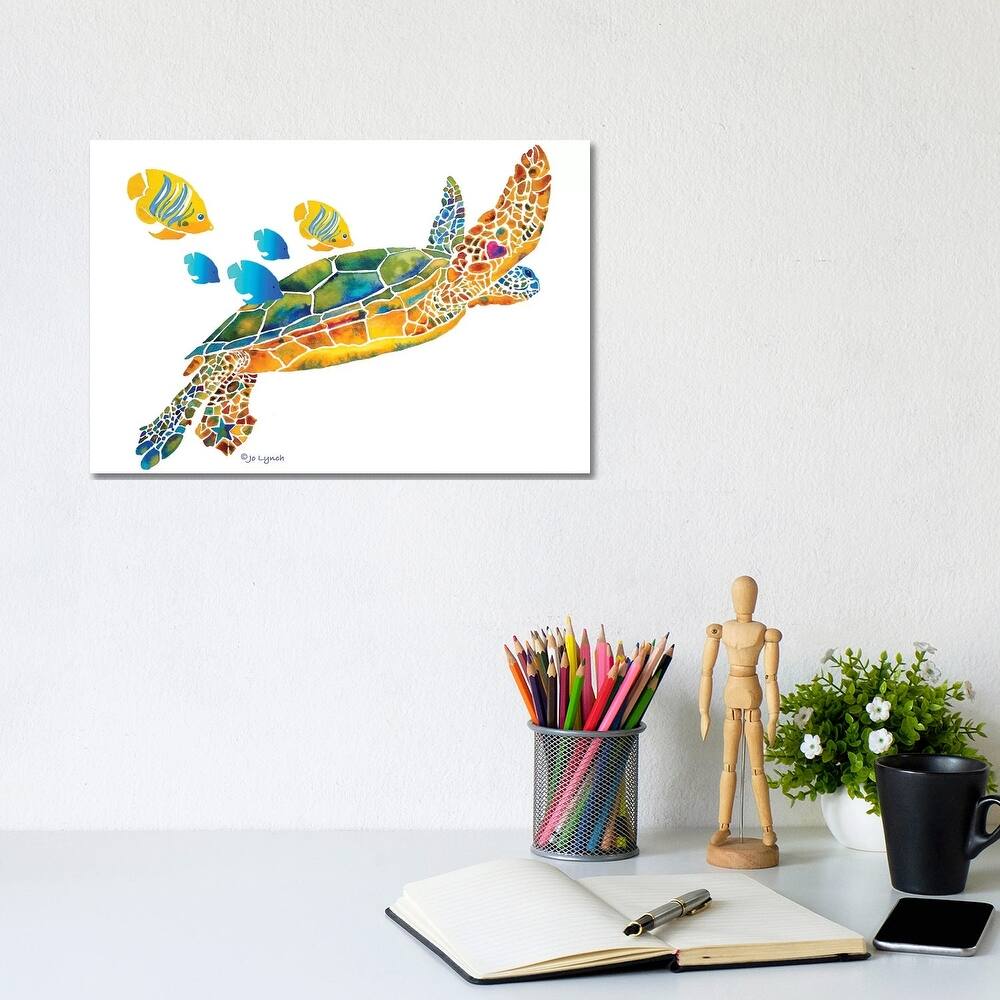 iCanvas "Sea Turtle With Fish" by Jo Lynch Canvas Print