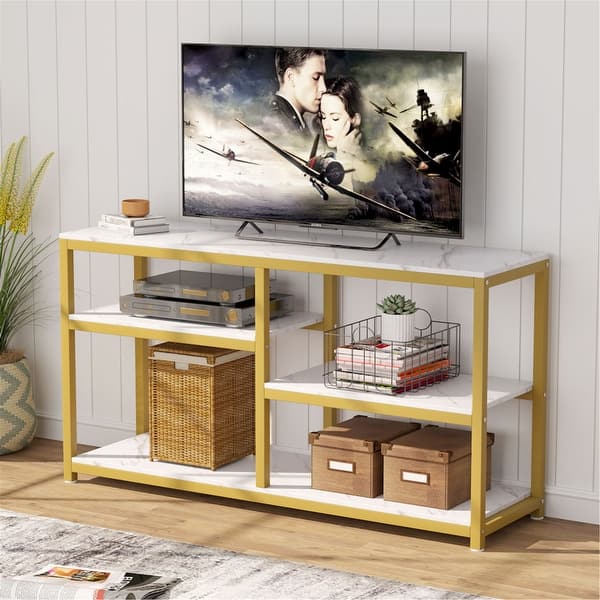 47 Inch Console Table Sofa Entryway Table Tv Stand Overstock 30386974 White Gold