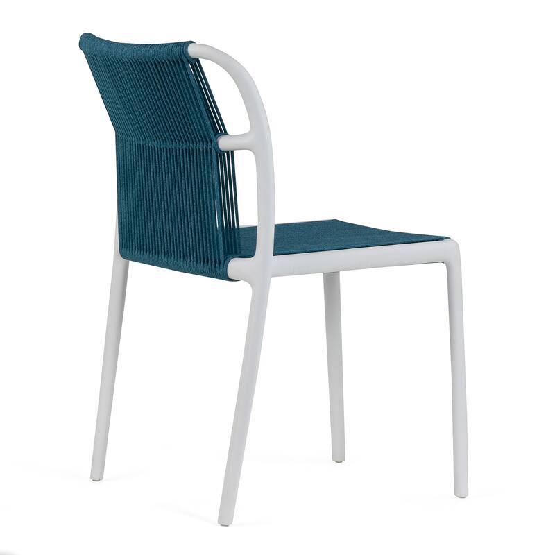 Set of 12 Belden Blue Woven Rope Fabric Dining Chair with Plastic Frame