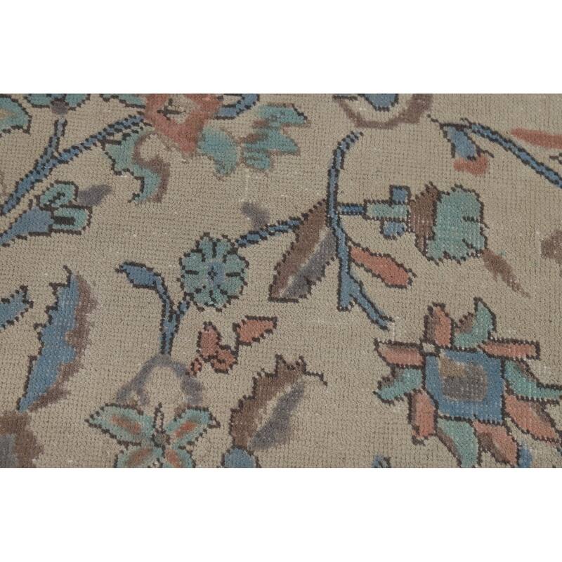 Traditional Tabriz Persian Rug Handmade Beige Wool Carpet - 9'2"x 12'4"