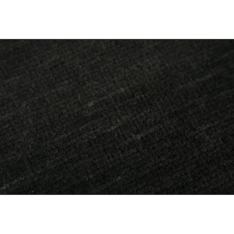 Hand Knotted Oriental 100% Wool Carpet Modern Solid Greys & Charcoal Gabbeh Area Rug - 9' 0'' X 6' 1''