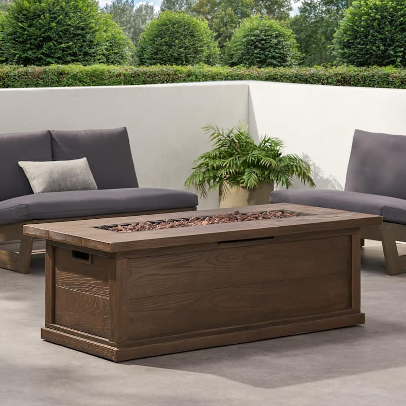 56 in. W x 26 in. D x 19 in. H Rectangle Metal Propane Burning Outdoor Fire Pit