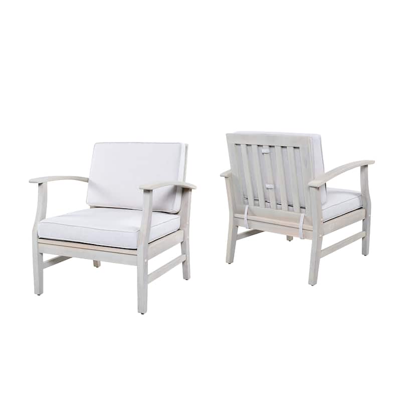 Perla Outdoor Acacia Wood Club Chair (Set of 2) by Christopher Knight Home