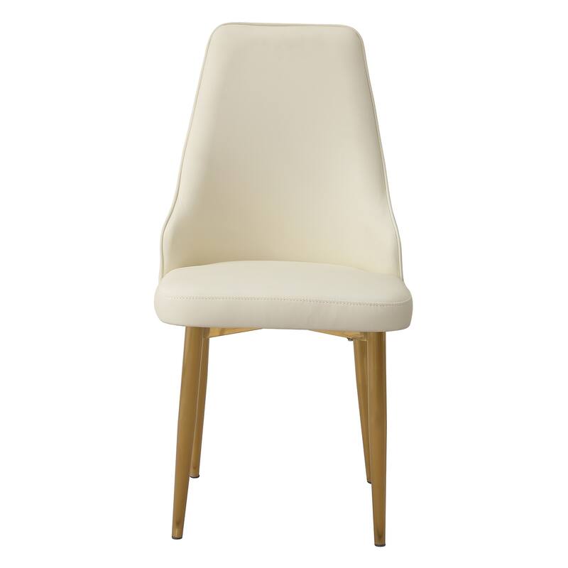 Dining Chair with PU Leather White Strong Metal Legs (Set of 2)