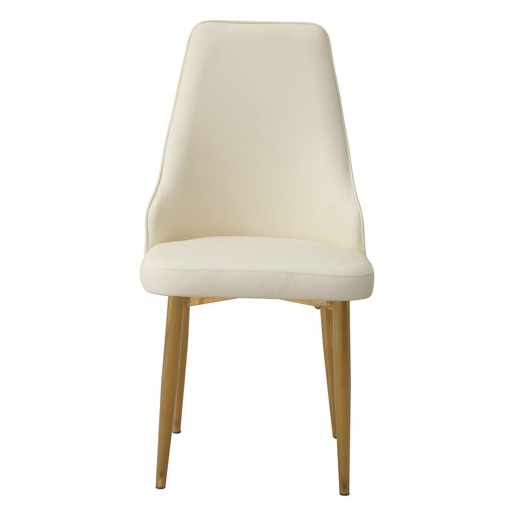 Dining Chair with PU Leather White strong metal legs (Set of 2)