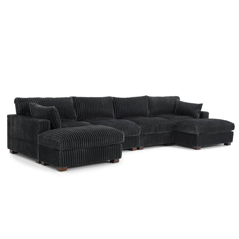 Modren Plush Oversized Modular Sectional Sofa Set with Chaise&Ottoman.