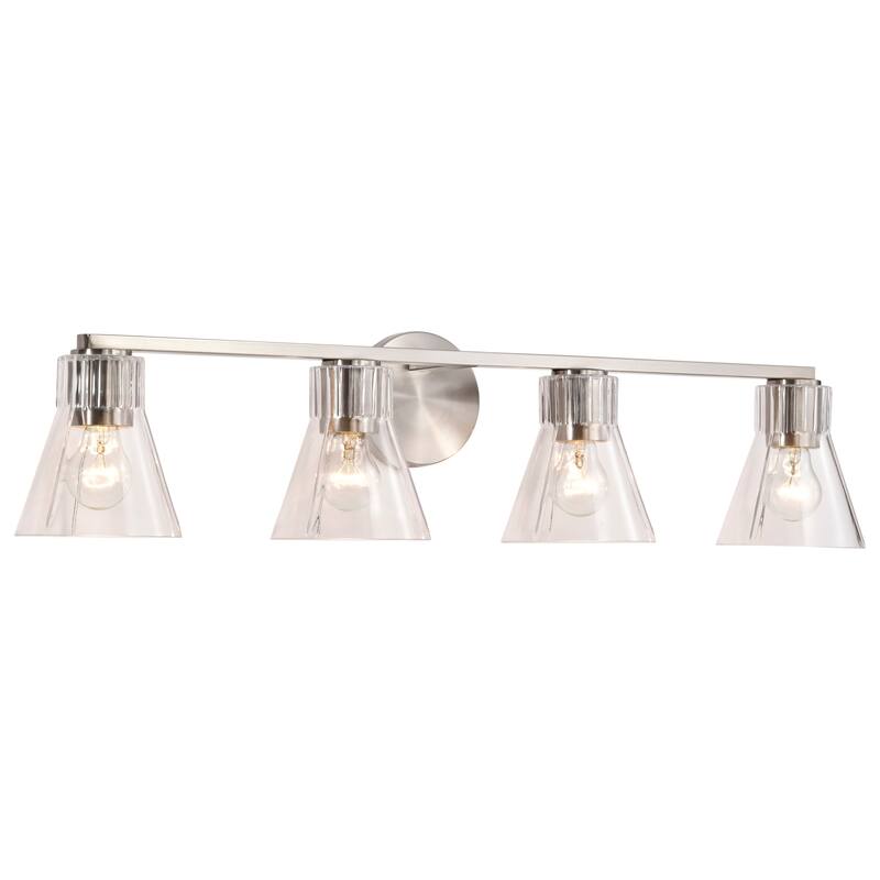 Gianna 4 Light Vanity Brushed Nickel Finish Clear Glass - Brushed Nickel
