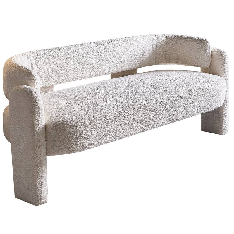 Boucle Upholstery Modern Sofa with Solid Wood Frame and Legs