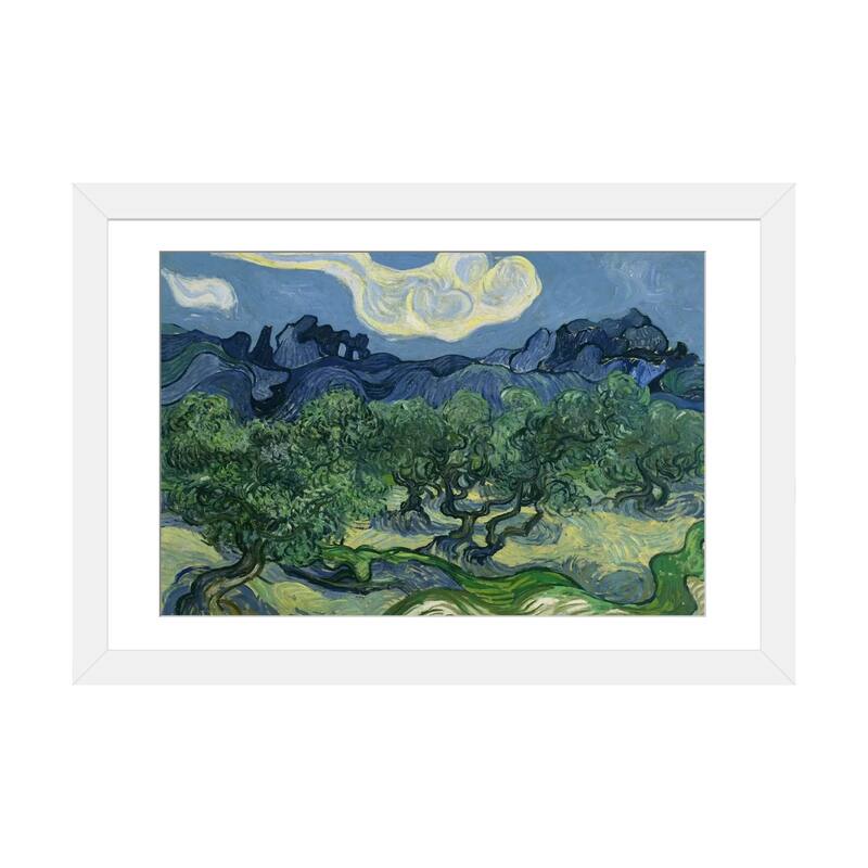iCanvas "Olive Trees with the Alpilles in the Background" by Vincent van Gogh - White - 24x32x1