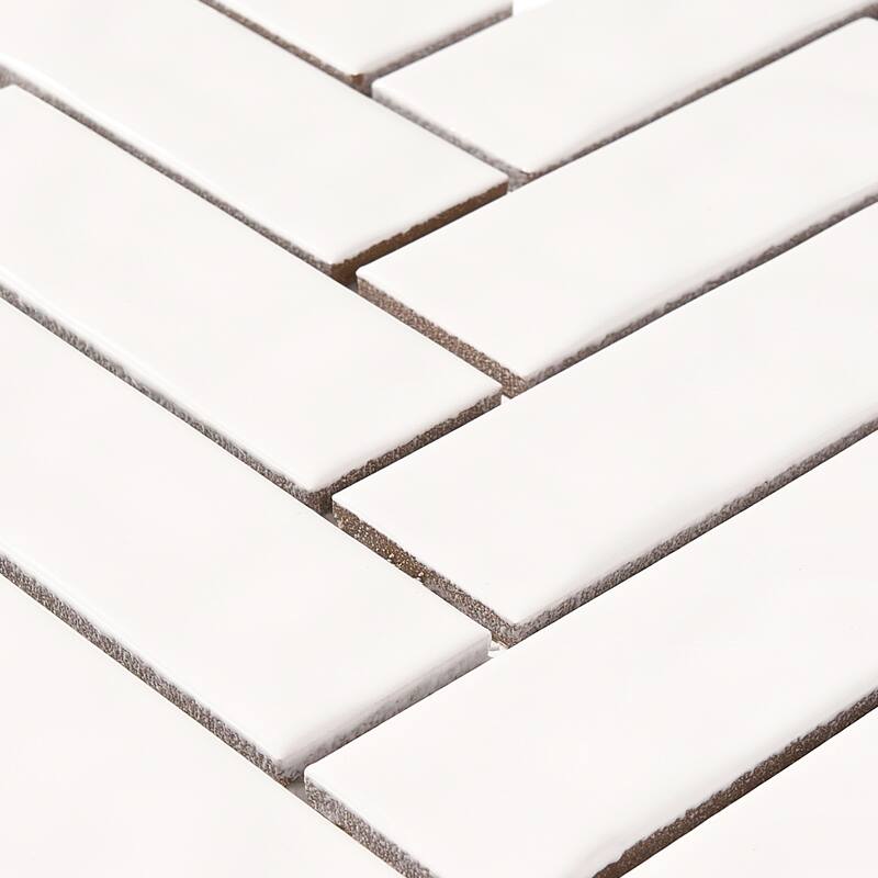 Forio 1.35" x 4.35" Herringbone Glossy Porcelain Mosaic Tile