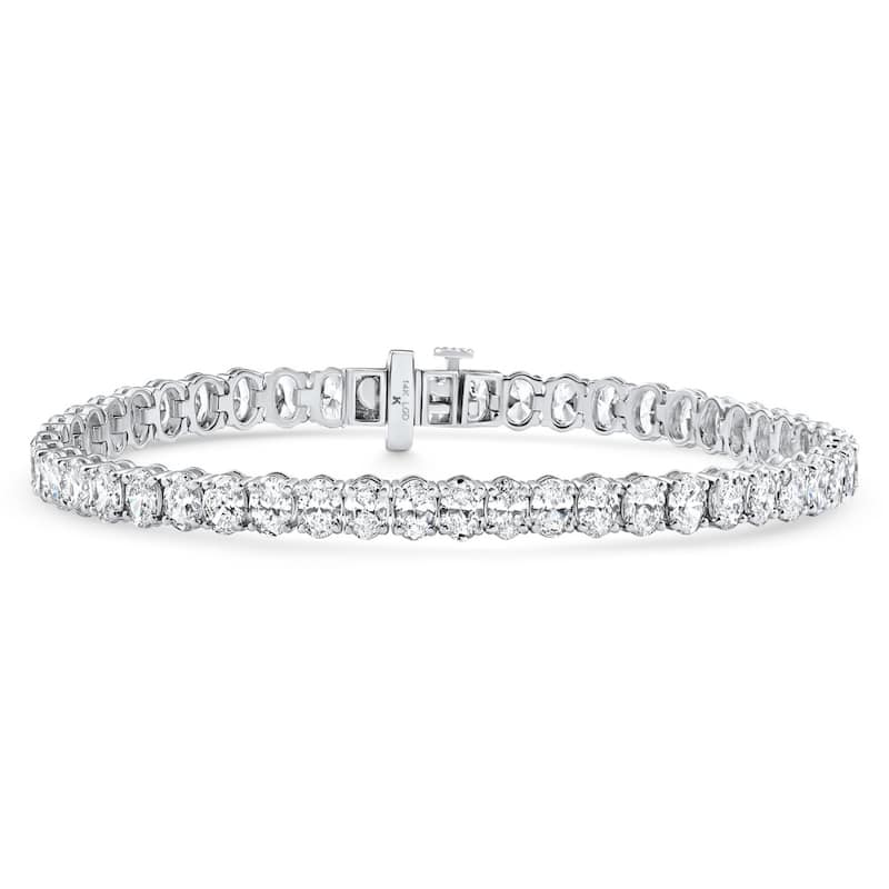 Bliss Diamond 10Ct Oval Cut Diamond Tennis Bracelet 7" White Gold Lab Grown