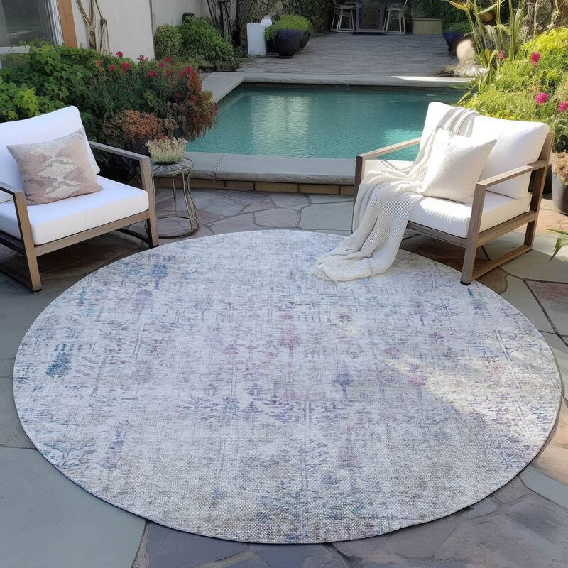 Machine Washable Indoor/ Outdoor Vintage Traditional Chantille Rug