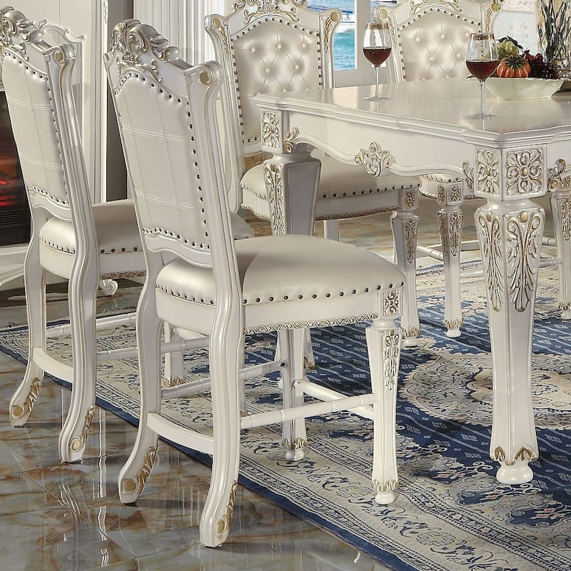 Antique Pearl Counter Height Chair with Nailhead Trim (Set of 2) - Antique Pearl