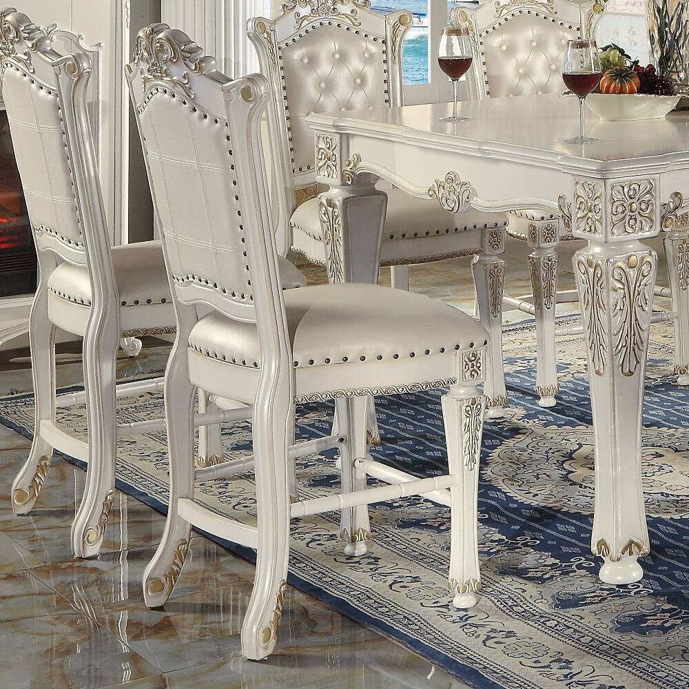 Antique Pearl Counter Height Chair with Nailhead Trim (Set of 2