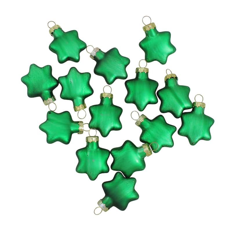56ct Matte Green Glass Star Christmas Ornaments 1.75" (45mm)