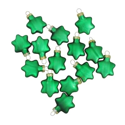 56ct Matte Green Glass Star Christmas Ornaments 1.75" (45mm)