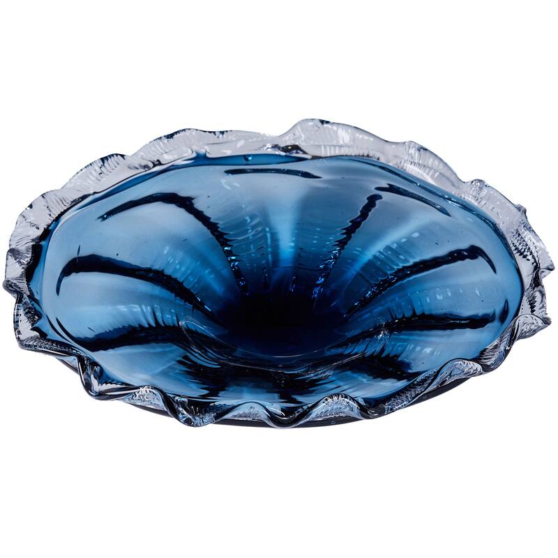 Cascade Petal Platter Scalloped Edge Glass Decorative Bowl for Home