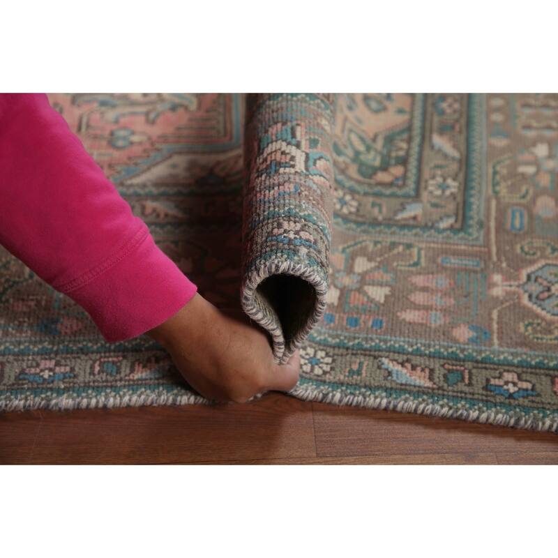 Hand Knotted Oriental 100% Wool Carpet Traditional Medallion Pink Tabriz Area Rug - 9' 7'' X 6' 7''