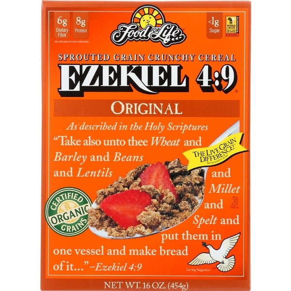 Food For Life Baking Co. Cereal - Organic - Ezekiel 4-9 - Sprouted Whole Grain - Original - 16 oz - case of 6