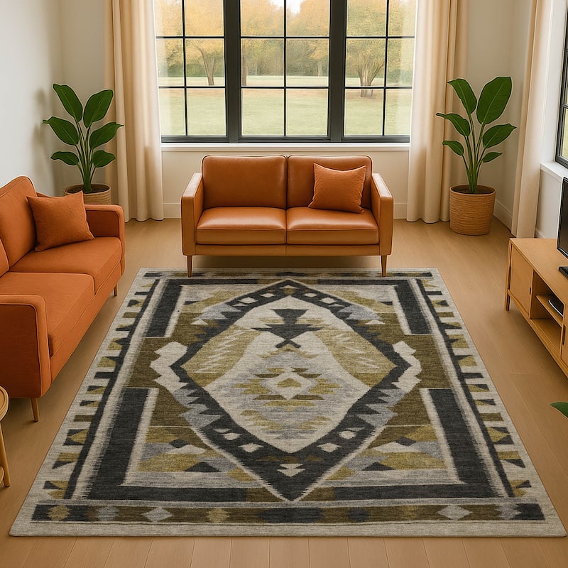 Premium Washable Super Soft Global Medallion Mayfield Rug - Chocolate - 8' x 10'
