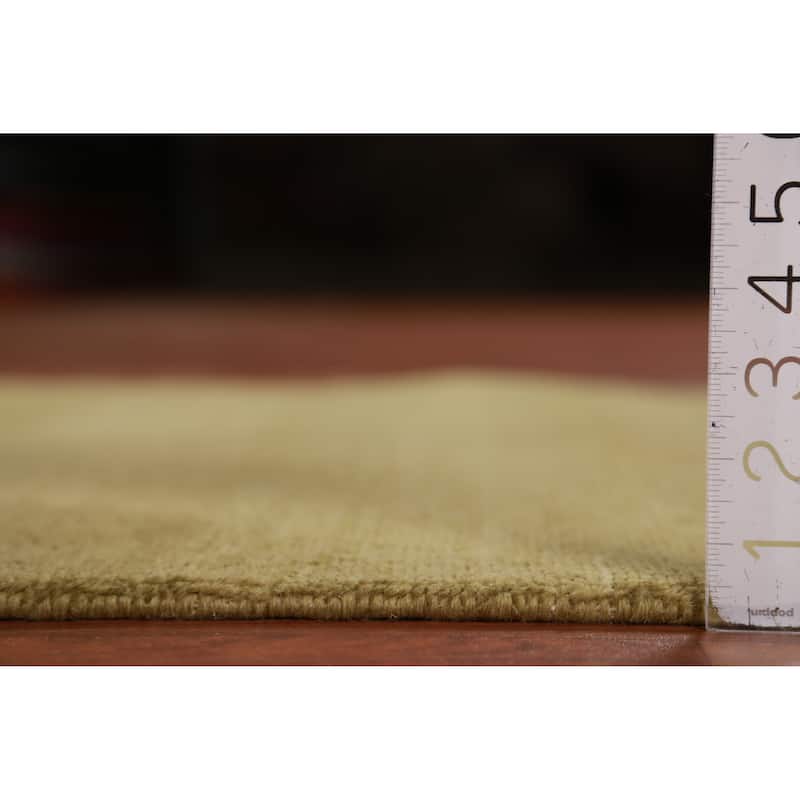 Hand Knotted Oriental 100% Wool Carpet Modern Solid Green Gabbeh Runner Rug - 9' 4'' X 3' 2''