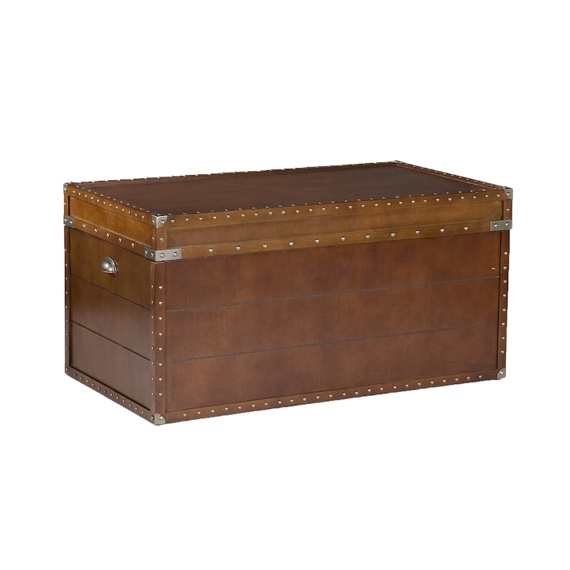 SEI Furniture Steamer Walnut Finish Trunk Coffee Table