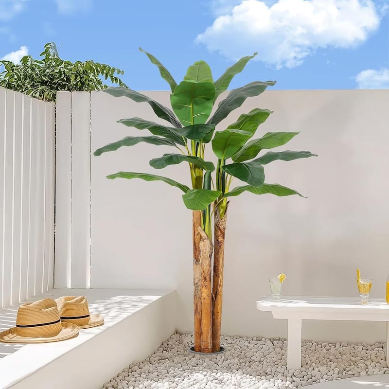 Artificial Faux Silk Banana Tree for Home Tropical Decor - 6 ft