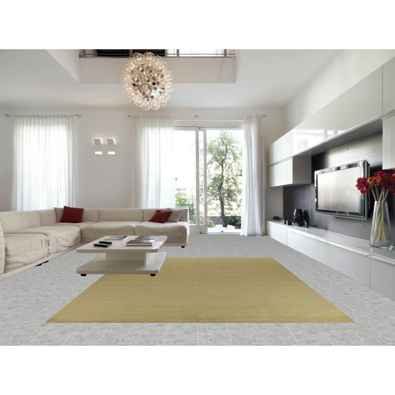 Hand Knotted Oriental 100% Wool Carpet Modern Solid Green Gabbeh Area Rug - 12' 9'' X 9' 10''