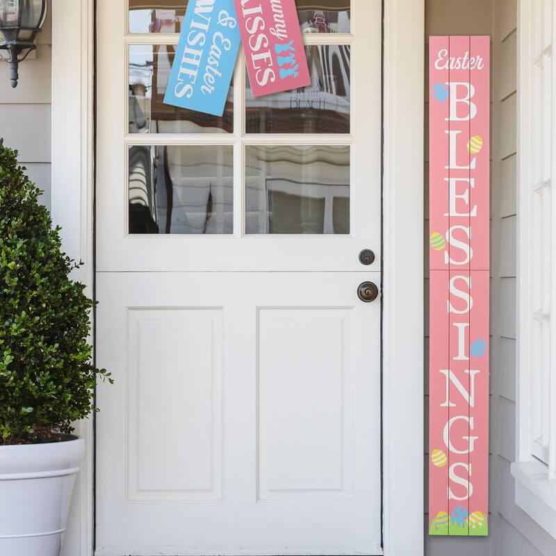 Glitzhome 60"H Easter Wooden Blessings Porch Sign Spring Gift