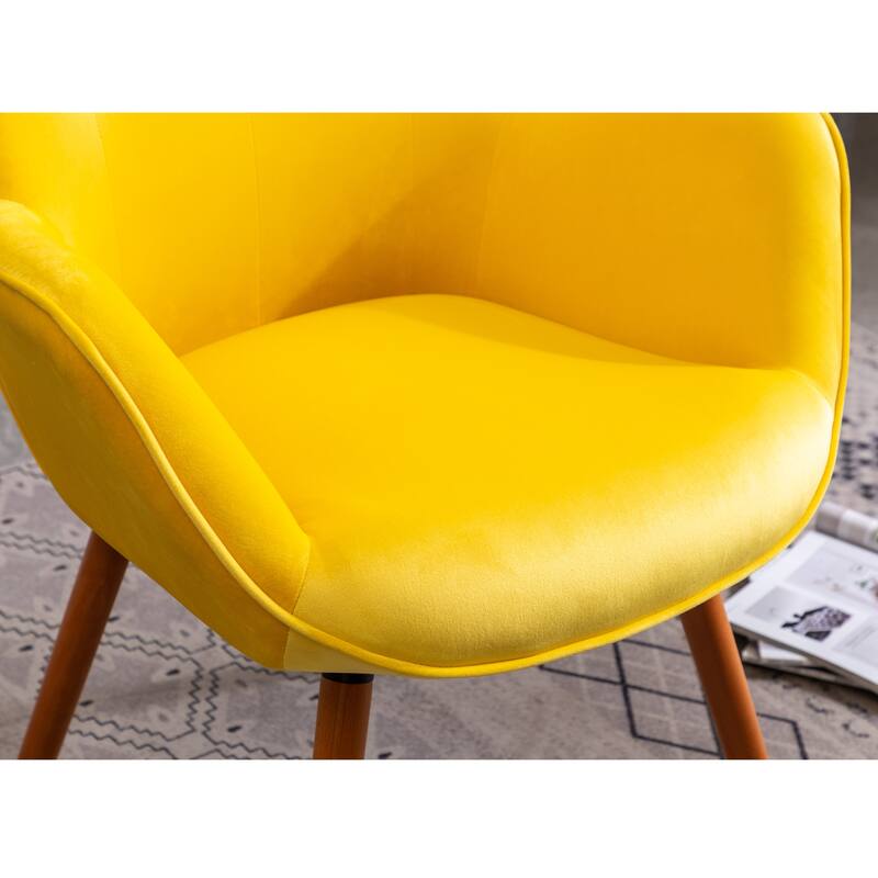 Yellow 30" Polyester Button Tufted Accent Chair