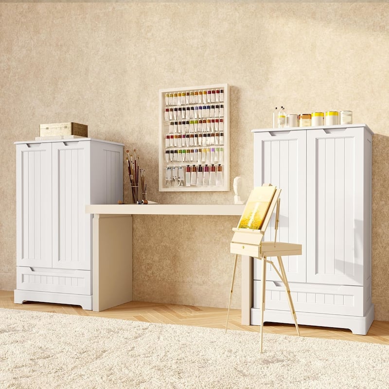 Kitchen Pantry Storage Cabinet, Freestanding Storage with Shelves and 1 Drawer