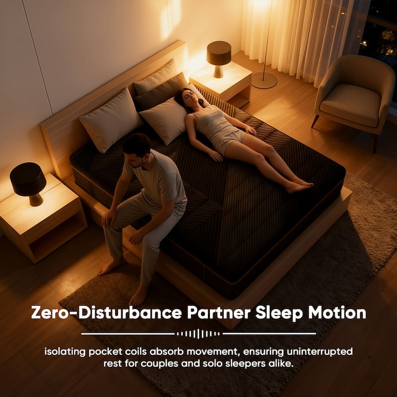 Pocassy 12" Hybrid Mattress Gel Memory Foam & Zone Pocket Coil Support