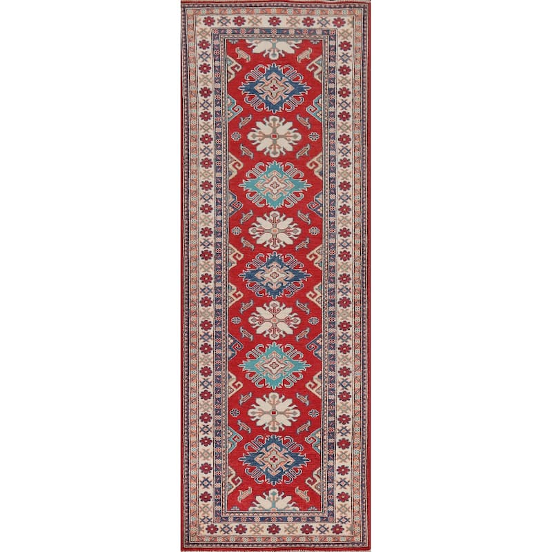 Red Kazak Oriental Runner Rug Handmade Wool Carpet - 2'10" x 9'10"
