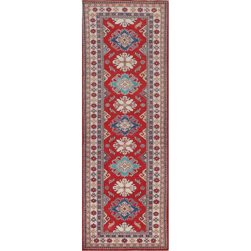 Red Kazak Oriental Runner Rug Handmade Wool Carpet - 2'10" x 9'10"
