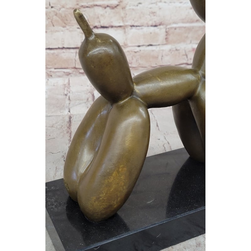 Balloon Imitative Dog Bronze Metal Sculpture Statue Decor Abstract Art On Marble Base