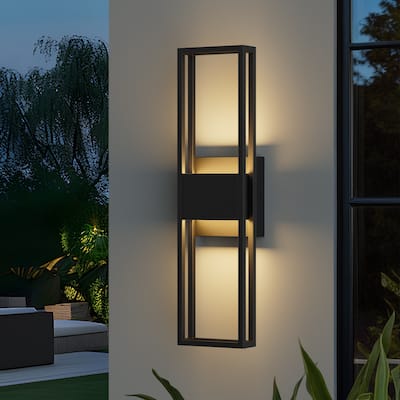 Modern Rectangle Matte Black LED Wall Sconce Outdoor Waterproof