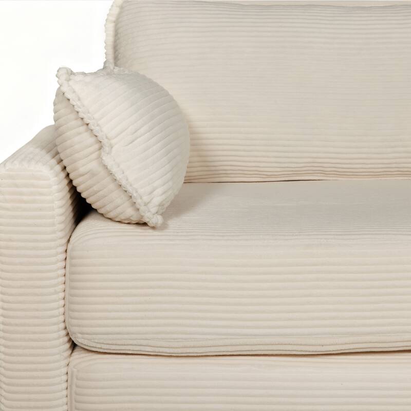 2-in-1 Convertible Corduroy Sofa Bed 51" Small Sofa, 2-Seater Loveseat Sleeper Couch with Side Storage
