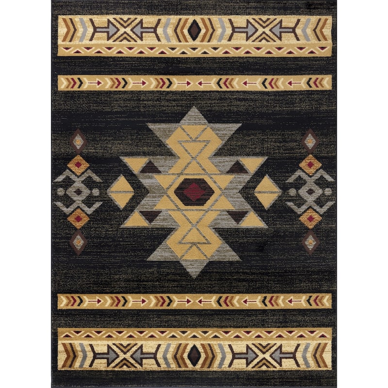 Tribes GC_YLS4004 Black Southwest Area Rug - 7'10 x 10'3
