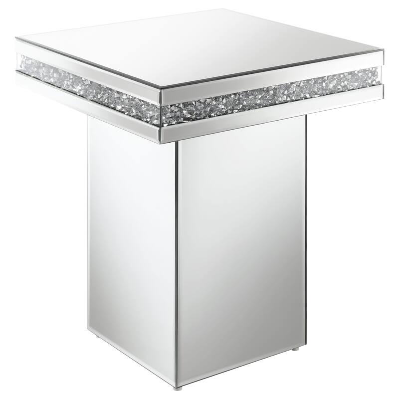 Elora Square Mirrored Accent Side Table Silver - Mirror - Mirror