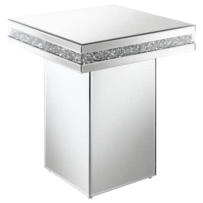 Elora Square Mirrored Accent Side Table Silver