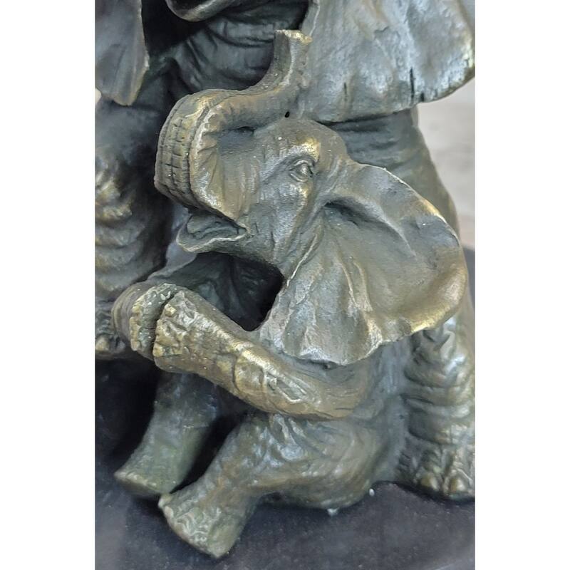 Bronze Sculpture Laughing Mother Imitative Elephant With Baby Calf Bronze Figurine Statue Decor