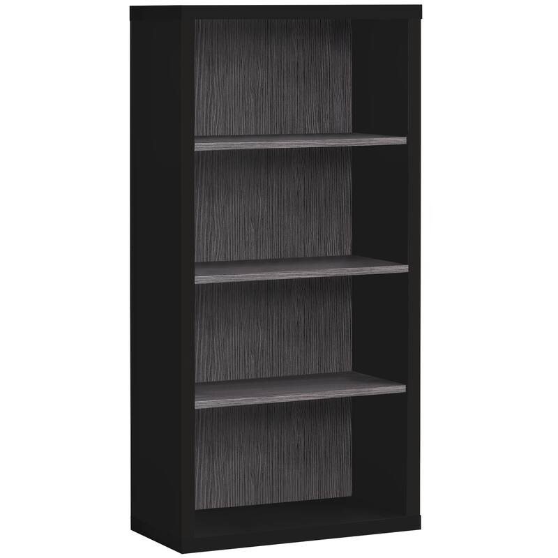 HomeRoots 48" Black And Gray Distressed Wood Adjustable Four Tier Bookcase - 11.75