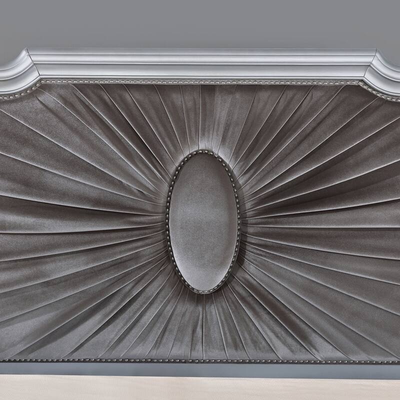 Furniture of America Maza Glam Silver Solid Wood Panel Bed