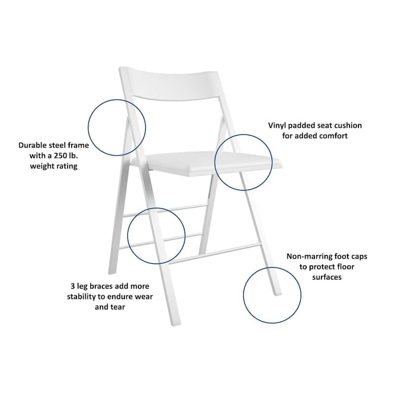 COSCO Modern Slim Line Vinyl Padded Folding Chair, 2-Pack