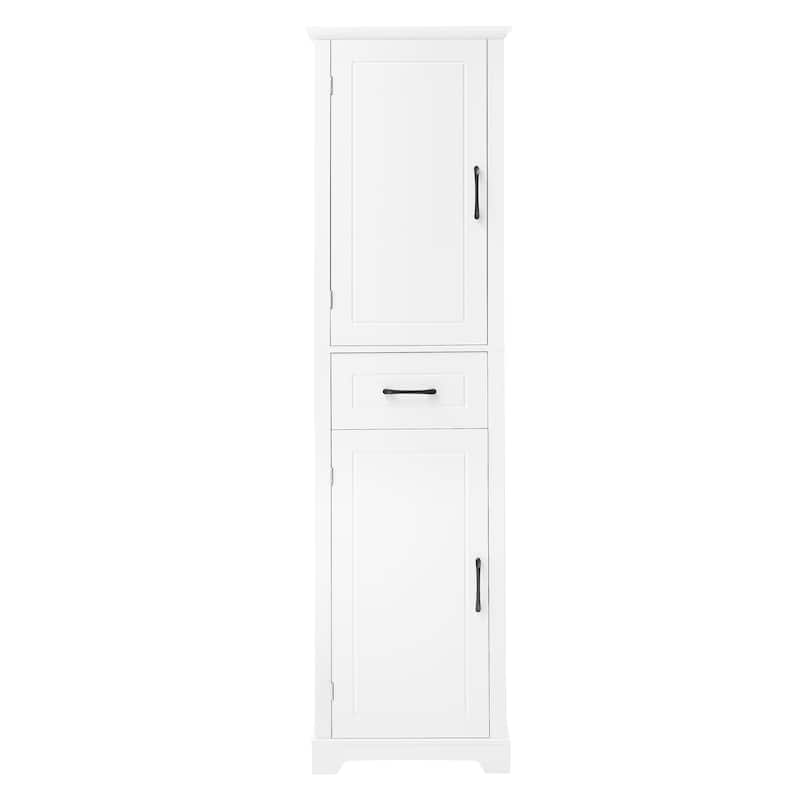 GDF Studio - Peter Modern MDF Tall Bathroom Storage Cabinet with Adjustable Shelves and Two Doors