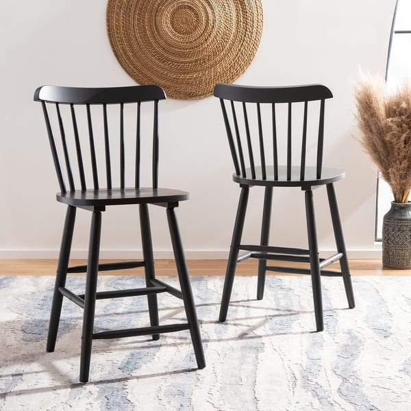 slide 2 of 12, SAFAVIEH Galena 24-inch Spindle Farmhouse Counter Stool (Set of 2) - 19.9" x 20.1" x 43.1" Grey