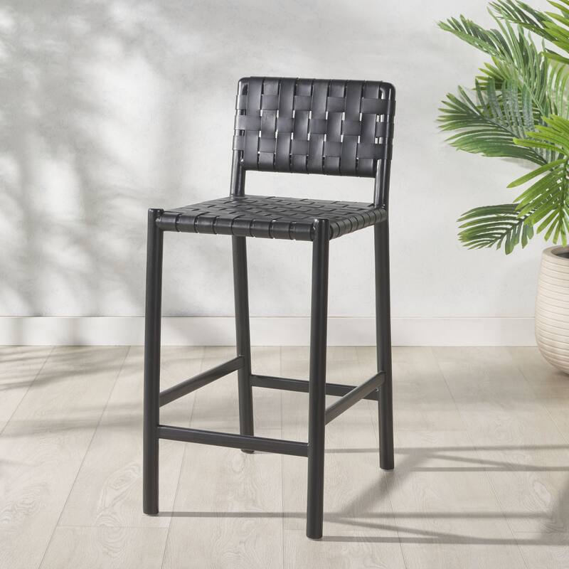 SAFAVIEH Couture Jeremiah Woven Leather 26-inch Counter Stool - 16"W x 19"D x 36"H