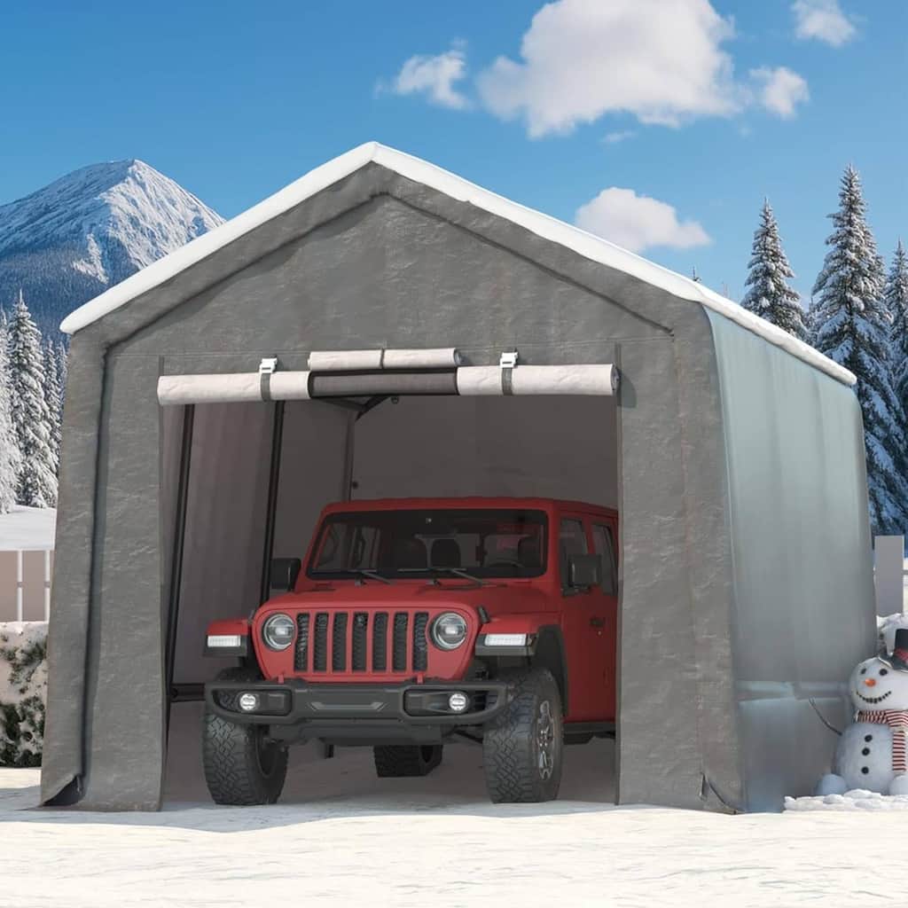 10x15 FT Portable Outdoor Storage Shed, Carport for Motorcycle, Firewood, Garden and Tools